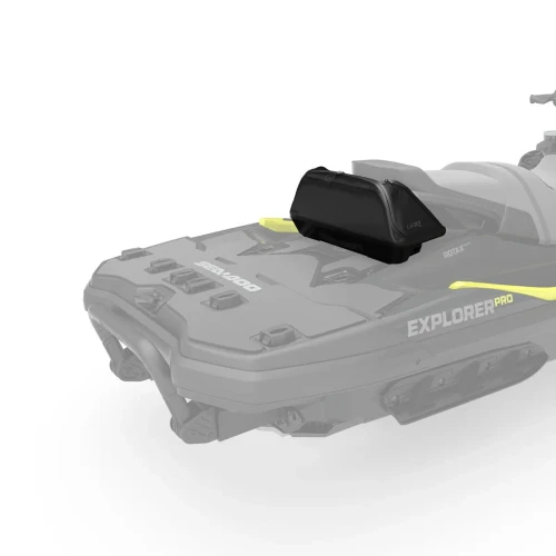 Sea-Doo LinQ 20 L Seat Bag 295101073 fitted behind the passenger seat of a Sea-Doo Explorer