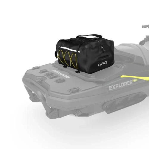 Sea-Doo LinQ 100 L Explorer Bag 295101016 mounted on the rear deck of a Sea-Doo Explorer