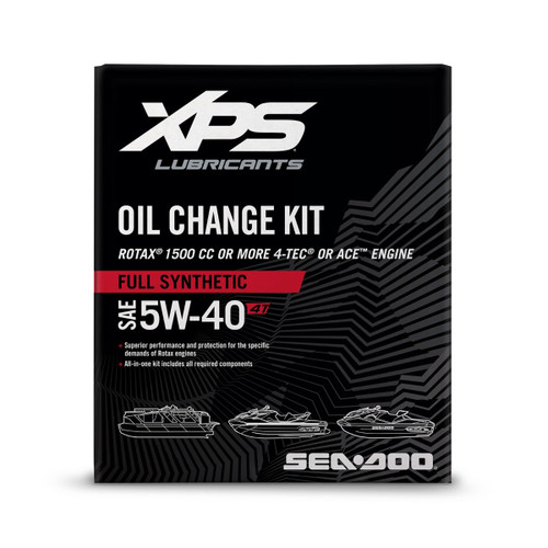 XPS Oil Change Kit Sea-Doo Rotax 1500 cc+ Full Synthetic 5W-40, 9779486, retail box front