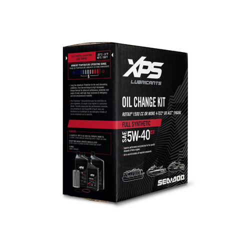 XPS Oil Change Kit Sea-Doo Rotax 1500 cc+ Full Synthetic 5W-40, 9779486, retail box, angled