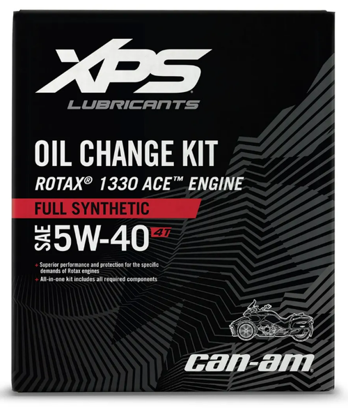 XPS Oil Change Kit 9779484 for Can-Am Spyder Rotax 1330 ACE, 5W-40 full synthetic, box front