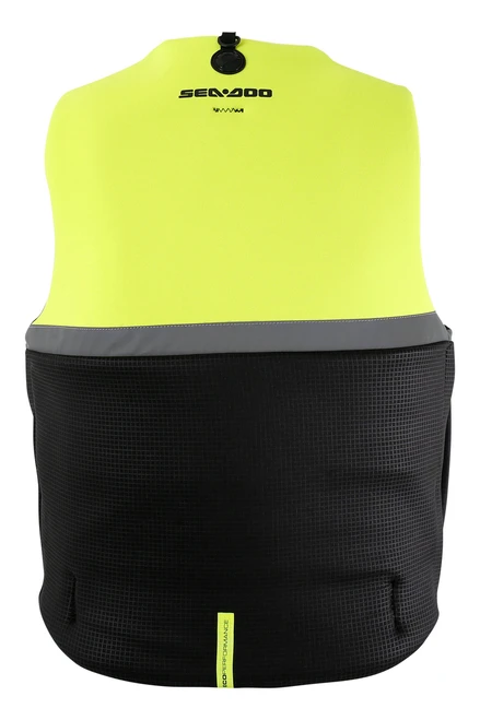 Sea-Doo Adventure L50 life jacket in yellow and black, rear view