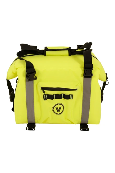 Jetpilot Venture soft esky in fluro yellow, rear view with carry handles