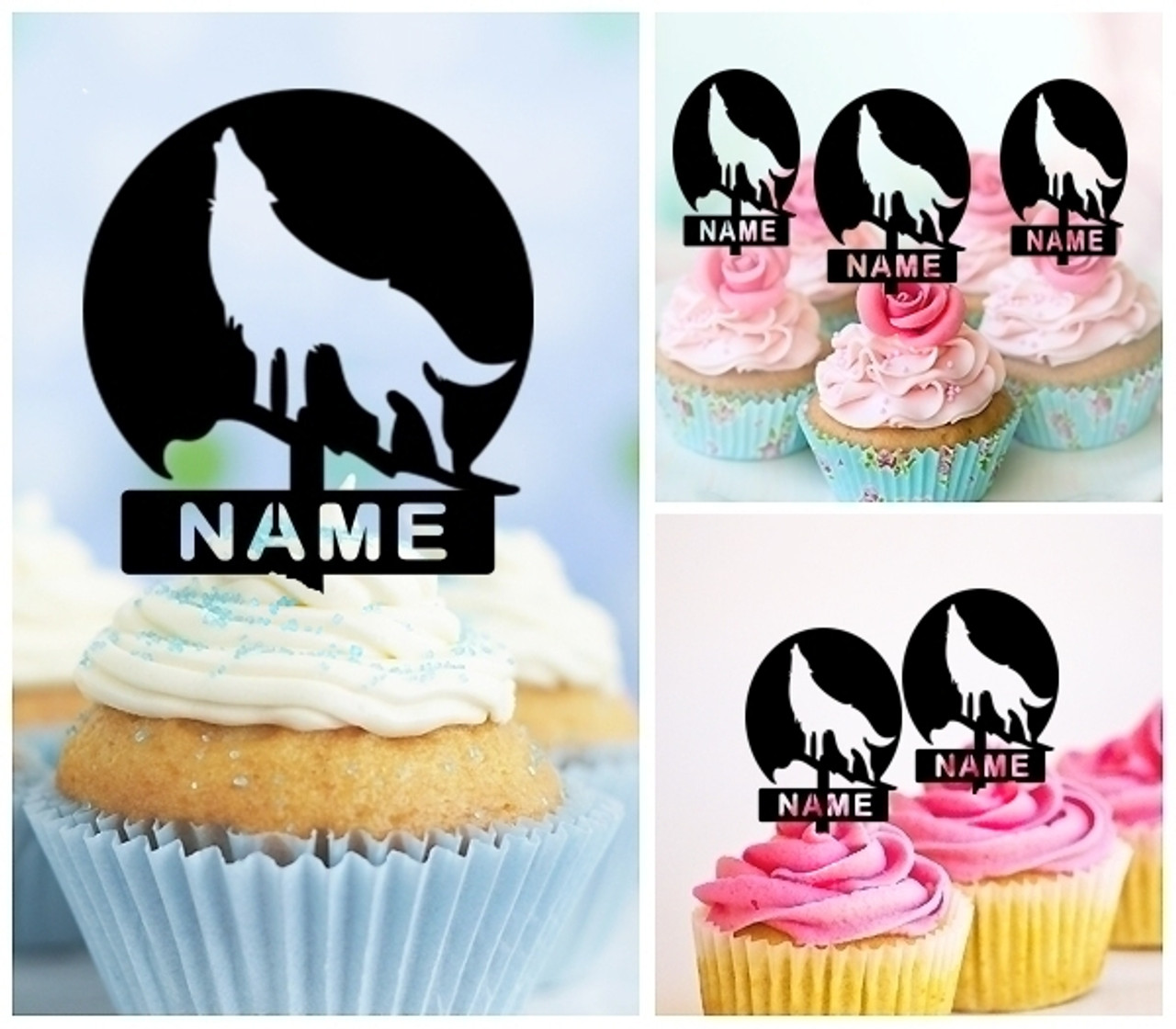 Ta0138 Wolf Howling Silhouette Party Wedding Birthday Acrylic