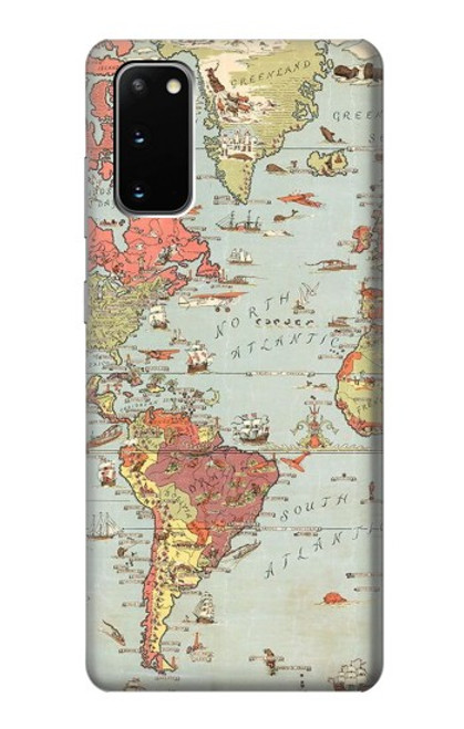 S3418 Vintage World Map Case For Samsung Galaxy S20