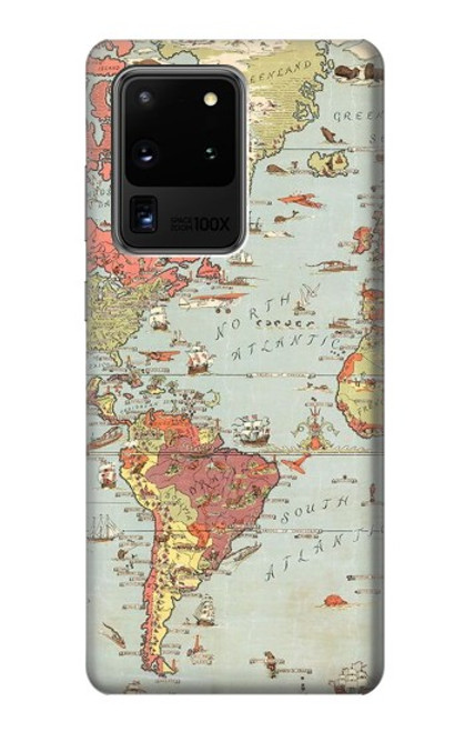 S3418 Vintage World Map Case For Samsung Galaxy S20 Ultra