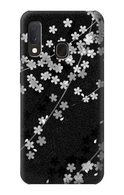 S2544 Japanese Kimono Style Black Flower Pattern Case For Samsung Galaxy A20e