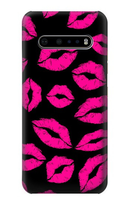 S2933 Pink Lips Kisses on Black Case For LG V60 ThinQ 5G