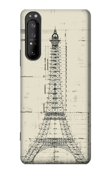 S3474 Eiffel Architectural Drawing Case For Sony Xperia 1 II