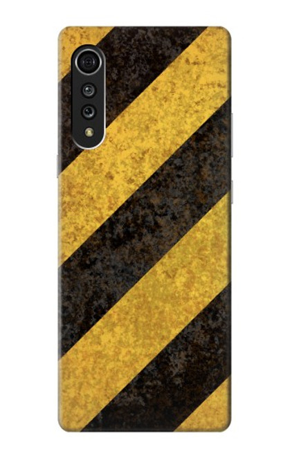 S2231 Yellow and Black Line Hazard Striped Case For LG Velvet