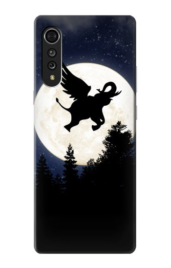 S3323 Flying Elephant Full Moon Night Case For LG Velvet