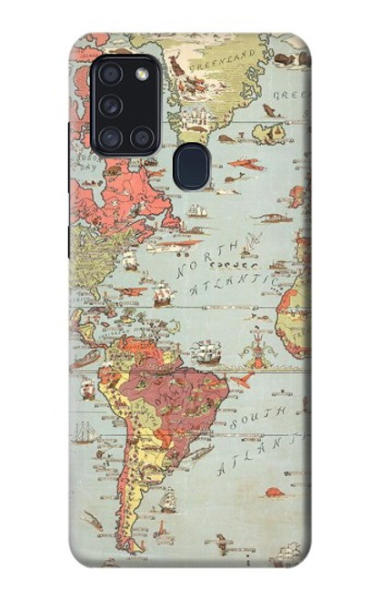 S3418 Vintage World Map Case For Samsung Galaxy A21s