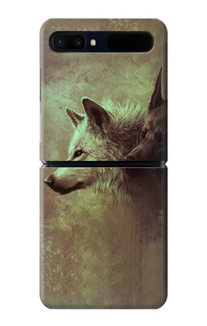 S0931 White Black Wolf Case For Samsung Galaxy Z Flip 5G