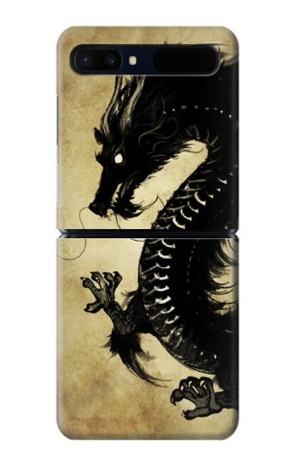 S1482 Black Dragon Painting Case For Samsung Galaxy Z Flip 5G