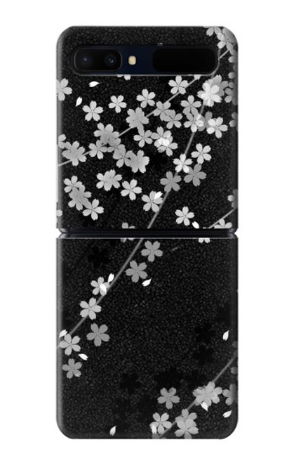 S2544 Japanese Kimono Style Black Flower Pattern Case For Samsung Galaxy Z Flip 5G