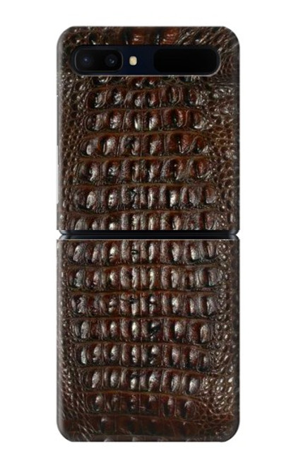 S2850 Brown Skin Alligator Graphic Printed Case For Samsung Galaxy Z Flip 5G