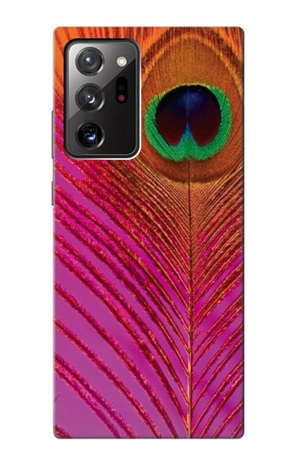 S3201 Pink Peacock Feather Case For Samsung Galaxy Note 20 Ultra, Ultra 5G