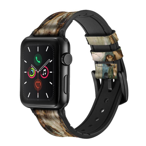 CA0018 Michelangelo Creation of Adam Leather & Silicone Smart Watch Band Strap For Apple Watch iWatch