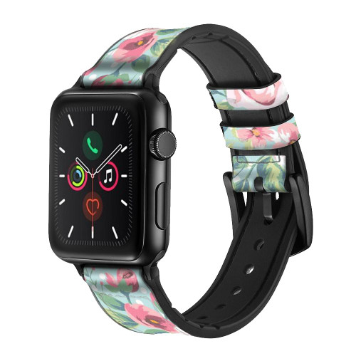 CA0788 Vintage Rose Polka Dot Leather & Silicone Smart Watch Band Strap For Apple Watch iWatch