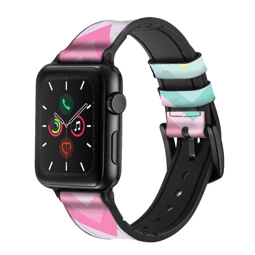 CA0803 Rainbow Zigzag Leather & Silicone Smart Watch Band Strap For Apple Watch iWatch