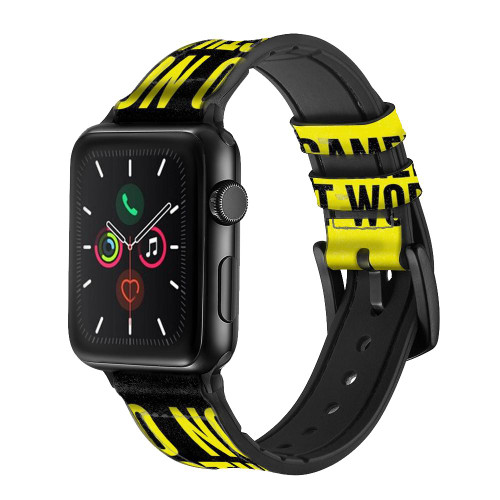 CA0804 Gamer Work Leather & Silicone Smart Watch Band Strap For Apple Watch iWatch