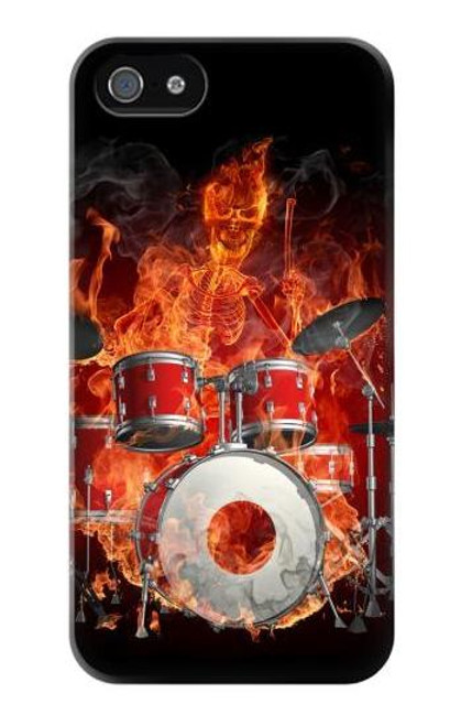 S1431 Skull Drum Fire Rock Case Cover For IPHONE 5 5s SE