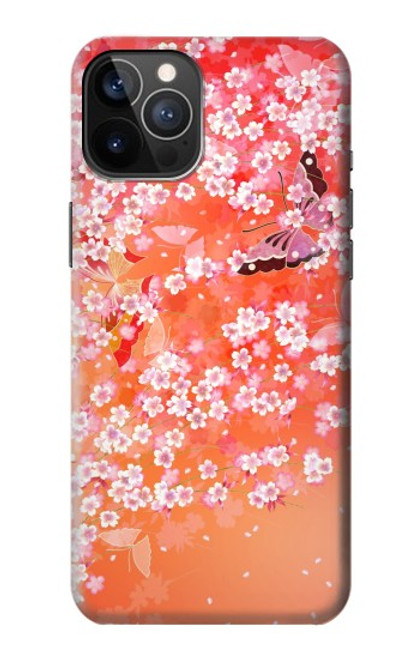 S2543 Japanese Kimono Style Flower Pattern Case For iPhone 12, iPhone 12 Pro