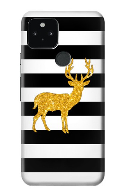 S2794 Black and White Striped Deer Gold Sparkles Case For Google Pixel 5