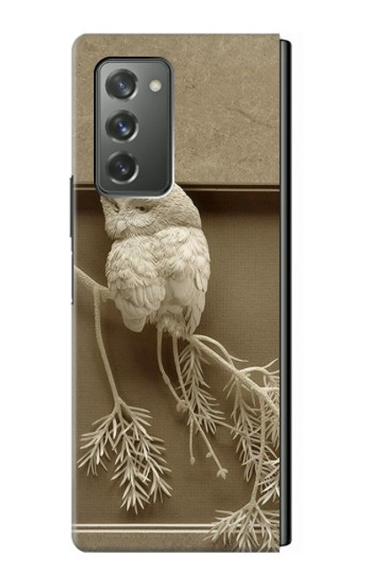 S1386 Paper Sculpture Owl Case For Samsung Galaxy Z Fold2 5G