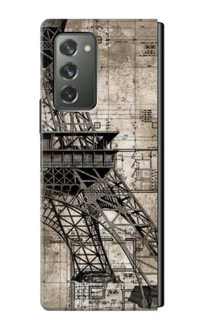 S3416 Eiffel Tower Blueprint Case For Samsung Galaxy Z Fold2 5G