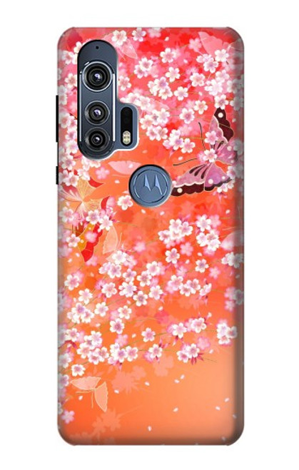 S2543 Japanese Kimono Style Flower Pattern Case For Motorola Edge+