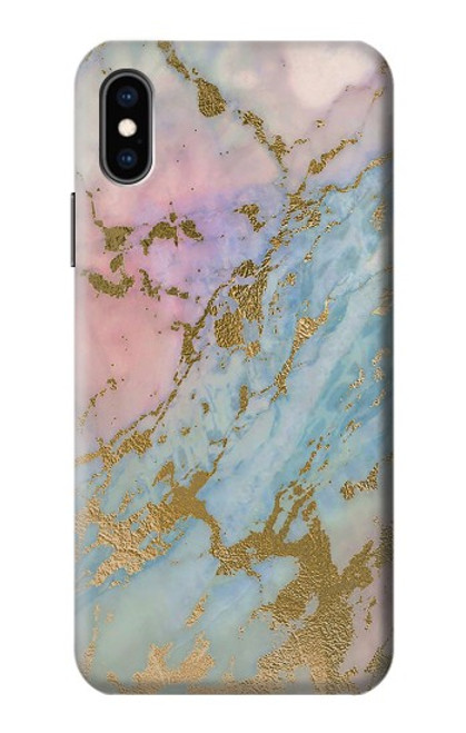 S3717 Rose Gold Blue Pastel Marble Graphic Printed Case For iPhone X, iPhone XS
