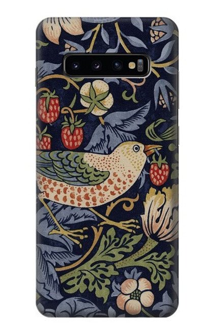 S3791 William Morris Strawberry Thief Fabric Case For Samsung Galaxy S10 Plus