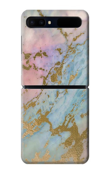 S3717 Rose Gold Blue Pastel Marble Graphic Printed Case For Samsung Galaxy Z Flip 5G