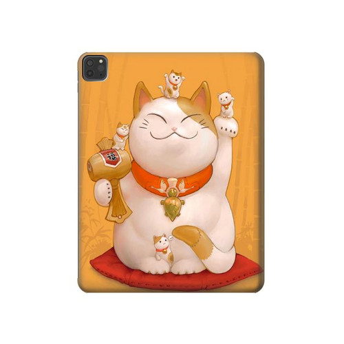 S1217 Maneki Neko Lucky Cat Hard Case For iPad Pro 11 (2021,2020,2018, 3rd, 2nd, 1st)