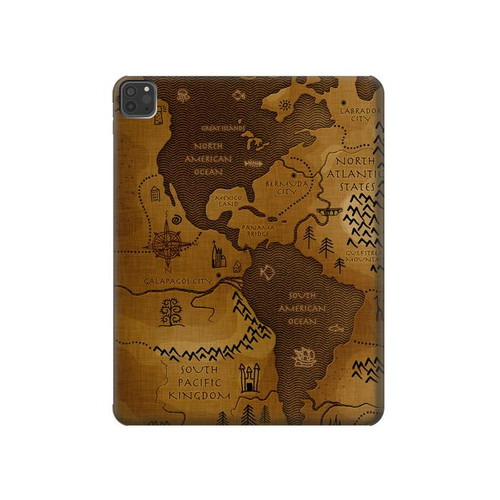 S2861 Antique World Map Hard Case For iPad Pro 11 (2021,2020,2018, 3rd, 2nd, 1st)