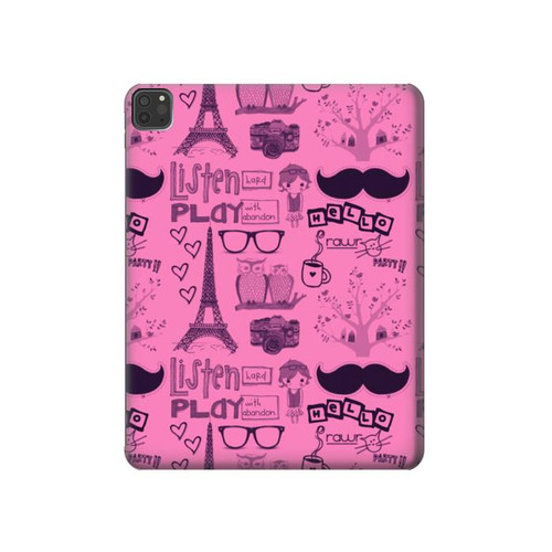 S2885 Paris Pink Hard Case For iPad Pro 11 (2021,2020,2018, 3rd, 2nd, 1st)