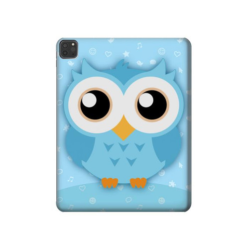 S3029 Cute Blue Owl Hard Case For iPad Pro 11 (2021,2020,2018, 3rd, 2nd, 1st)