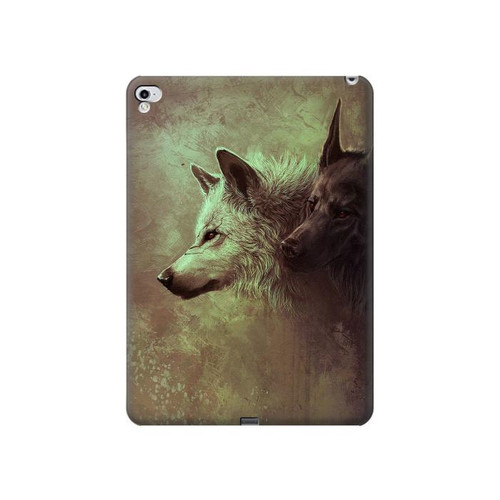 S0931 White Black Wolf Hard Case For iPad Pro 12.9 (2015,2017)