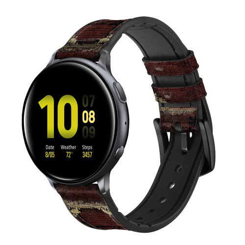 CA0537 Vintage Map Book Cover Leather & Silicone Smart Watch Band Strap For Samsung Galaxy Watch, Gear, Active