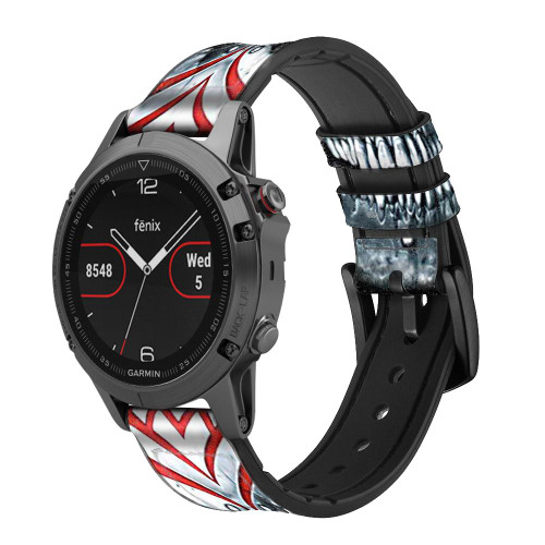 CA0024 Vampire Skull Tattoo Leather & Silicone Smart Watch Band Strap For Garmin Smartwatch