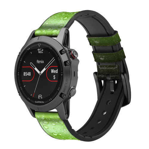CA0333 Green Apple Texture Seamless Leather & Silicone Smart Watch Band Strap For Garmin Smartwatch