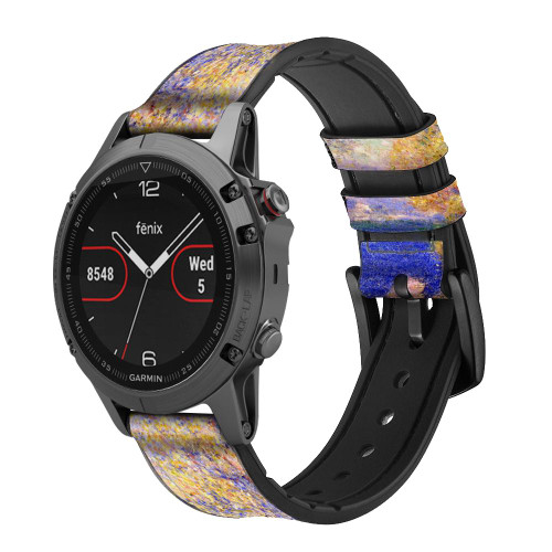 CA0665 Claude Monet Antibes Seen from the Salis Gardens Leather & Silicone Smart Watch Band Strap For Garmin Smartwatch