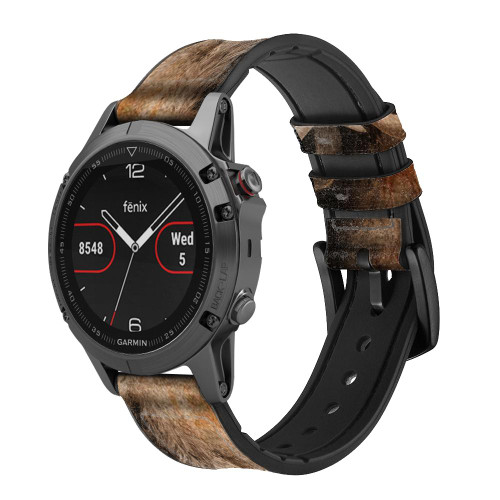 CA0727 Mammoth Ancient Cave Art Leather & Silicone Smart Watch Band Strap For Garmin Smartwatch