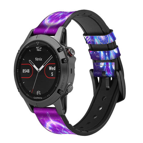 CA0778 Cute Galaxy Dream Catcher Leather & Silicone Smart Watch Band Strap For Garmin Smartwatch