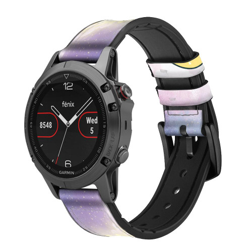 CA0779 Cute Unicorn Sleep Leather & Silicone Smart Watch Band Strap For Garmin Smartwatch