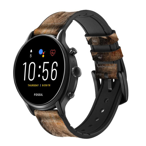 CA0727 Mammoth Ancient Cave Art Leather & Silicone Smart Watch Band Strap For Fossil Smartwatch