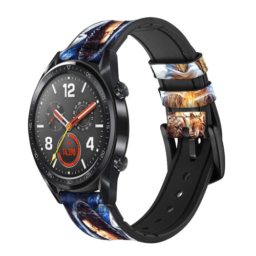 CA0015 Grim Wolf Indian Girl Leather & Silicone Smart Watch Band Strap For Wristwatch Smartwatch