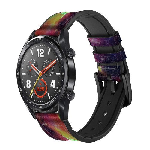 CA0341 Rainbow Unicorn Nebula Space Leather & Silicone Smart Watch Band Strap For Wristwatch Smartwatch