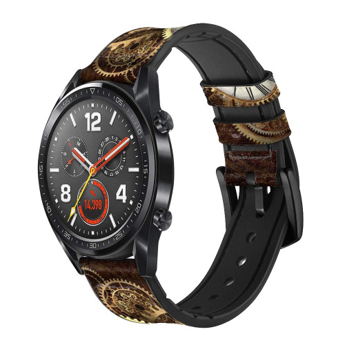 CA0596 Gold Clock Live Leather & Silicone Smart Watch Band Strap For Wristwatch Smartwatch